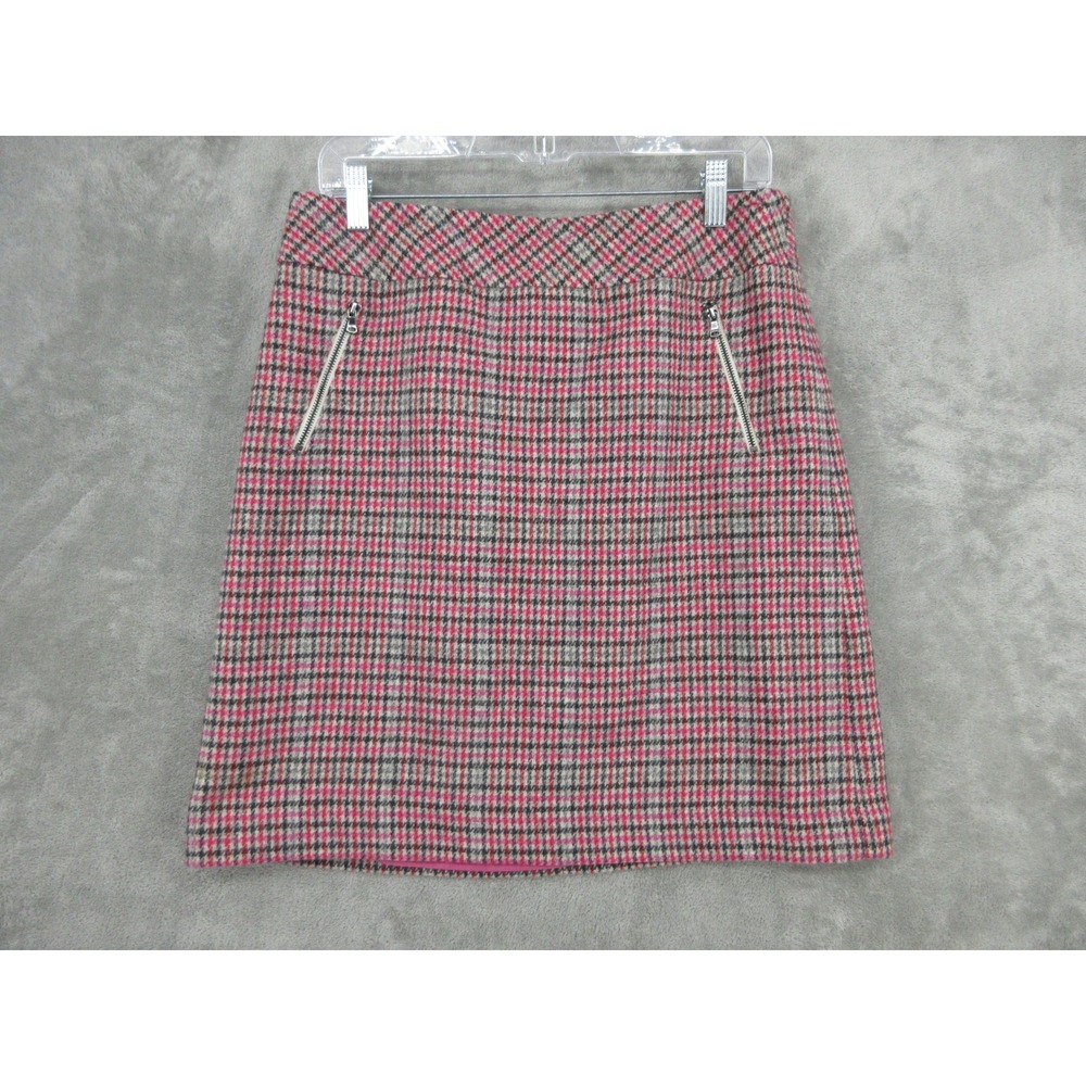 Talbots Skirt Womens Size 8 Plaid Wool Blend Houndstooth Preppy Academia Mini